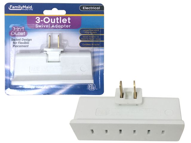 144 Pieces of 3 Plug Swivel Outlet Adapter