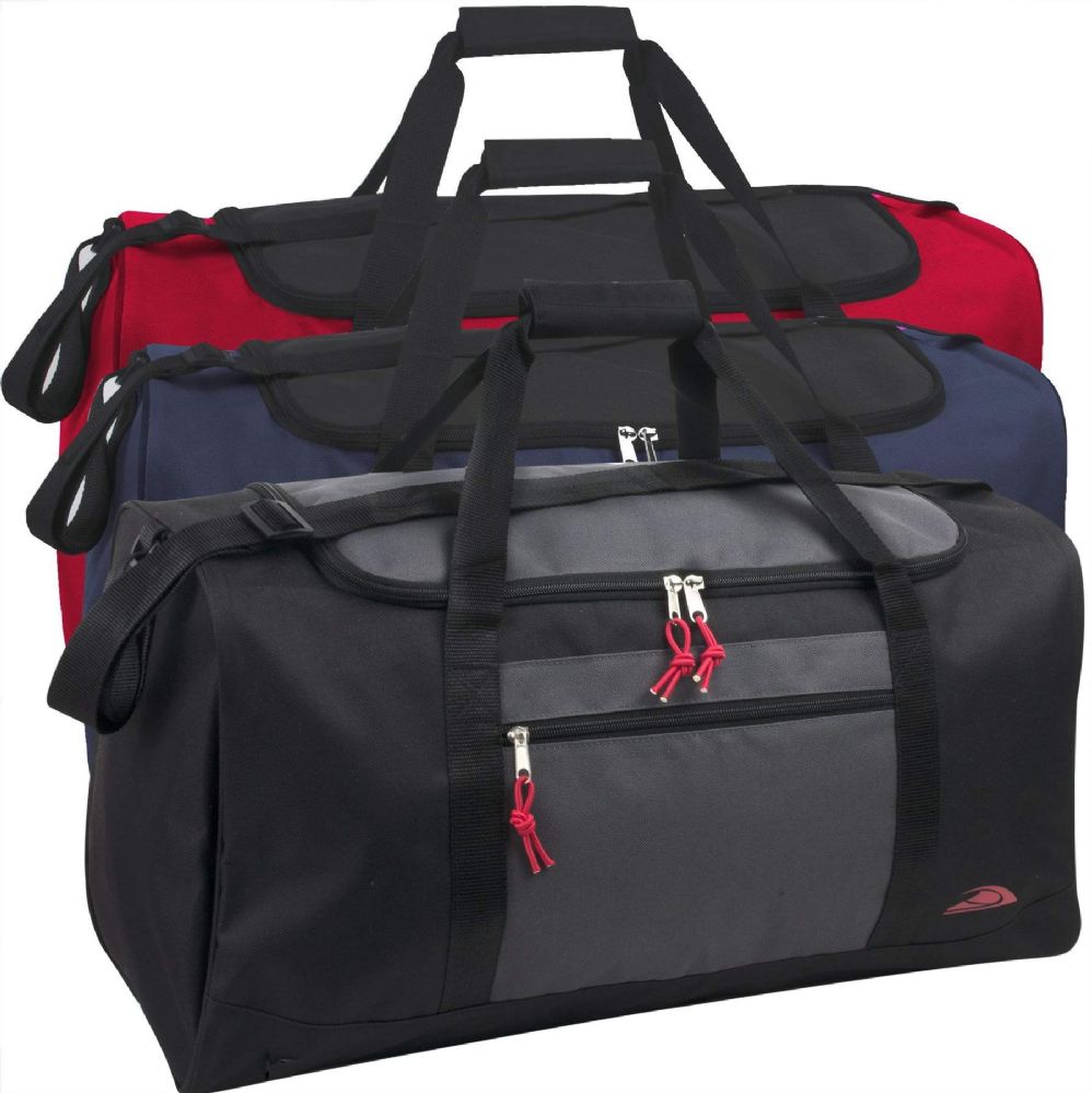 24 Pieces 24 Inch Double Zip Pocket Duffle Bag Duffel Bags at
