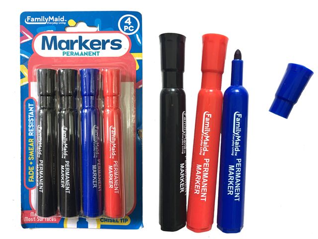 144 Pieces of Permanent Markers 4pc 3 Clr