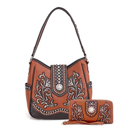 Western Handbag Leather Floral Concho Brown Concealed Carry Purse Women  Country Shoulder Bag Wallet Set | Wish
