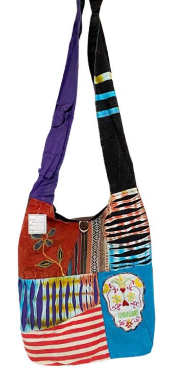 10 Pieces of Sugar Skull Razor Cut Flower Embroidered Handmade Hobo Bag