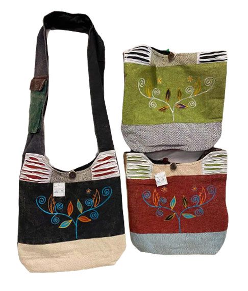 10 Pieces of Floral Embroidery Razor Cut Hobo Bags 