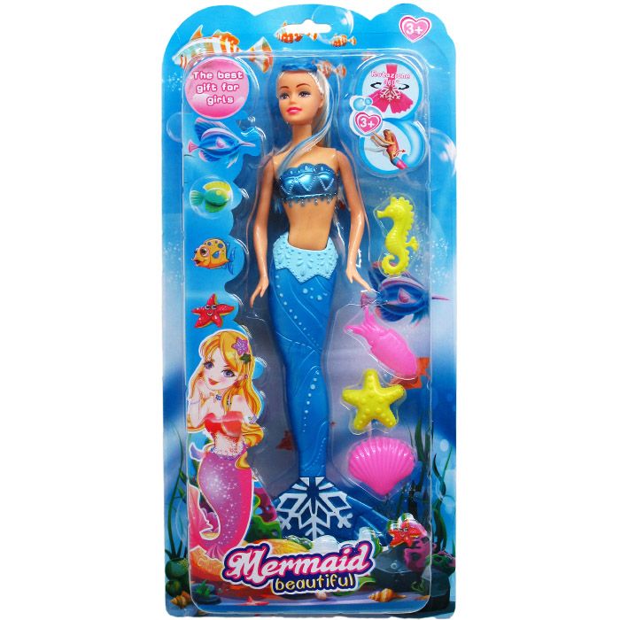 12 Wholesale 14" Mermaid Doll W/ Accss On Double Blister Card, 3 Assrt