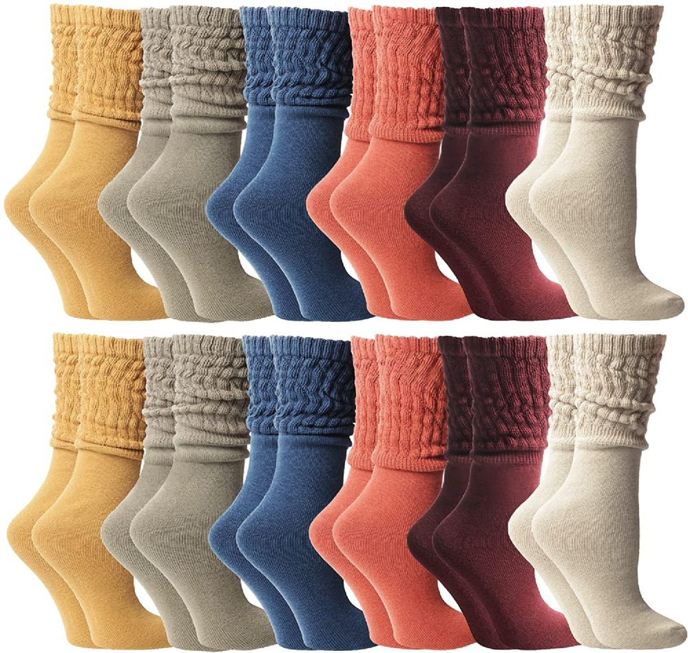 12 Pairs of Yacht & Smith Women's Assorted Colored Slouch Socks Size 9-11