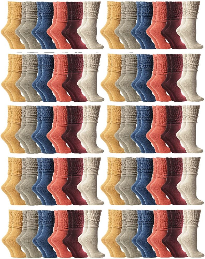 60 Pairs of Yacht & Smith Women's Assorted Colored Slouch Socks Size 9-11