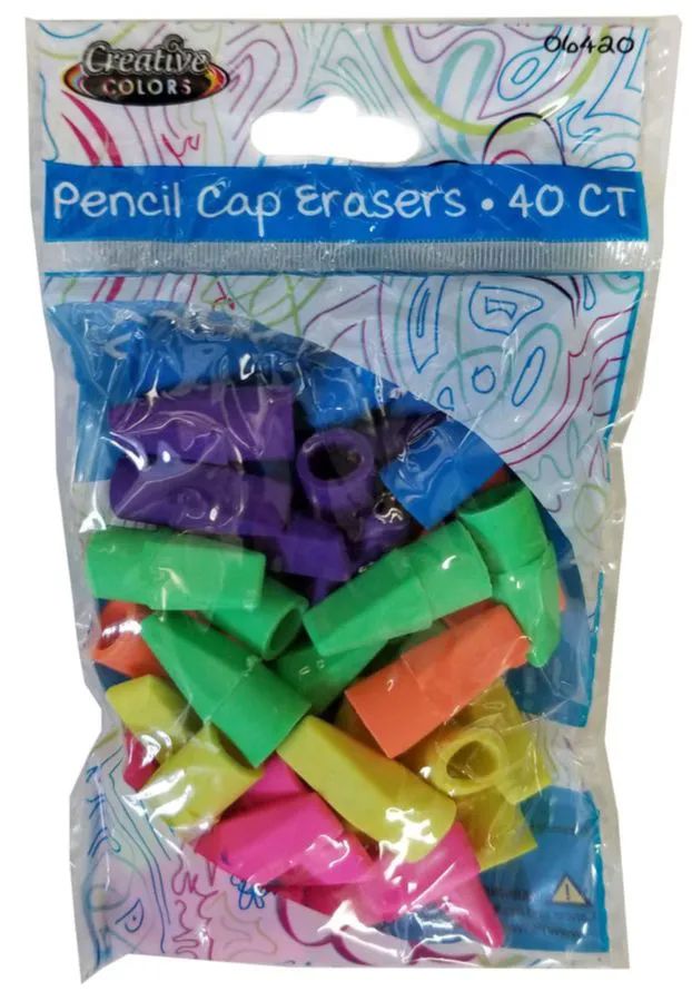 24 Pieces of Erasers - Pencil Cap - 40Ct