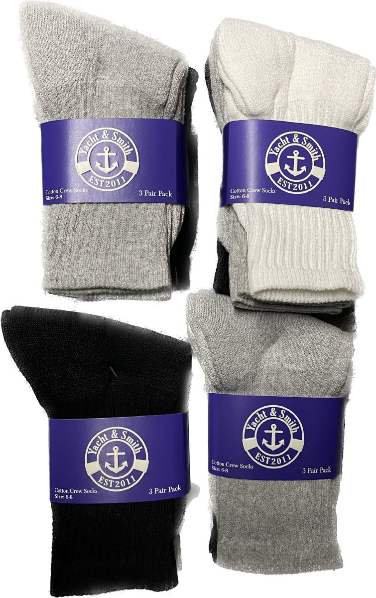 Yacht & Smith Kids Sports Crew Socks, Wholesale Bulk Pack Athletic Sock  Size 6-8 - at -  