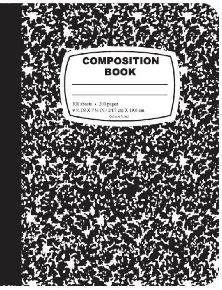 Composition Book, College Rule, 100 Sheets, Black & White