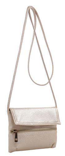 6 Wholesale Fashion Crossbody Sling Purse With Front Zipper In Gold