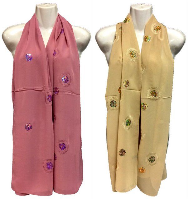 36 Pieces of Silk Scarves Scarf With Circular Glitter Design