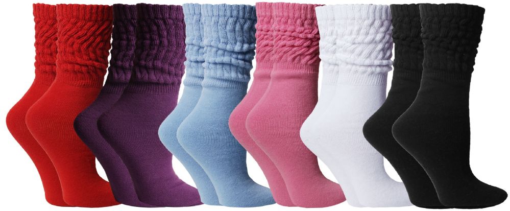 6 Pairs of Yacht & Smith Slouch Socks For Women, Assorted Bold Basics Sock Size 9-11