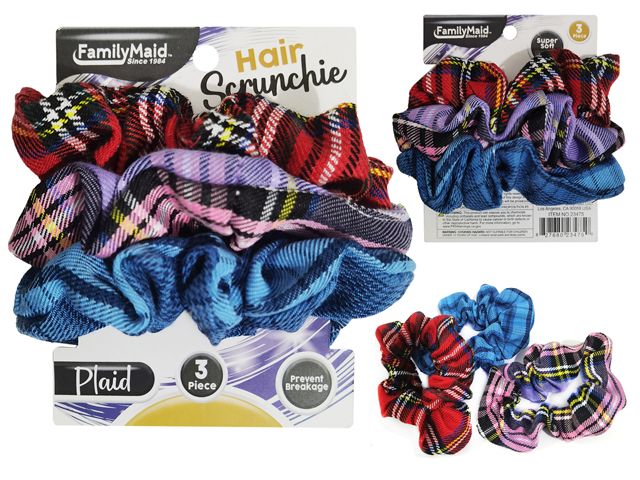 288 Pieces Cloth Hair Ties 3pc Scrunchie - PonyTail Holders