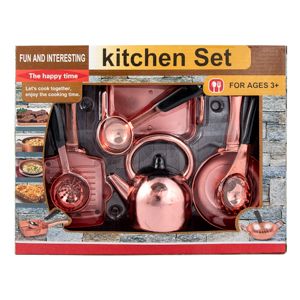 12 Pieces Copper Kitchen Play Set - 8 Piece Set - Girls Toys