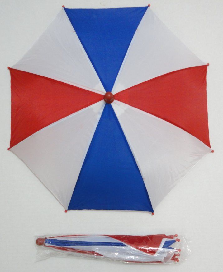 red white and blue umbrella hat