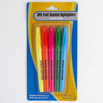 36 Pieces of Highlighter 5ast Clrs Scented Yellow/blue/grn/orange/pink Stat Blister Card