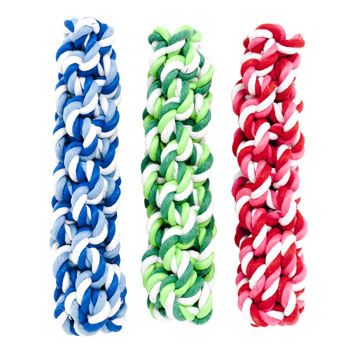 78 Wholesale Dog Toy Rope Twist 7.5 Inch 3 Colors W/hang Tag In Pdq