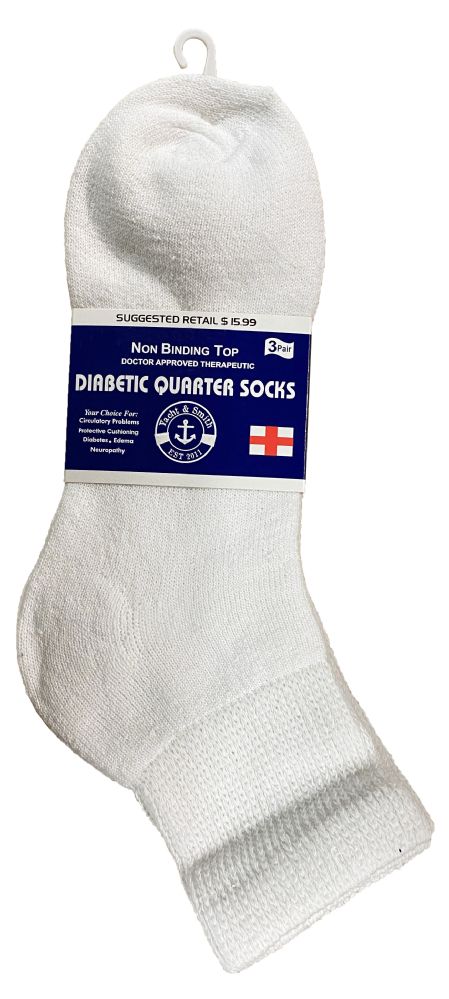 24 Wholesale Yacht & Smith Women's Diabetic Cotton Ankle Socks Soft NoN-Binding Comfort Socks Size 9-11 White Bulk Pack