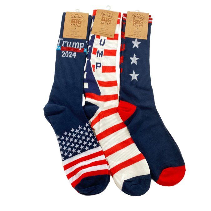 48 Pairs of Trump 2024 Crew Socks 3 Styles 10-13