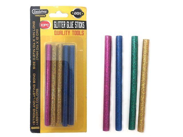 144 Wholesale 10pc Glitter Glue Sticks, 5 Asst Colors