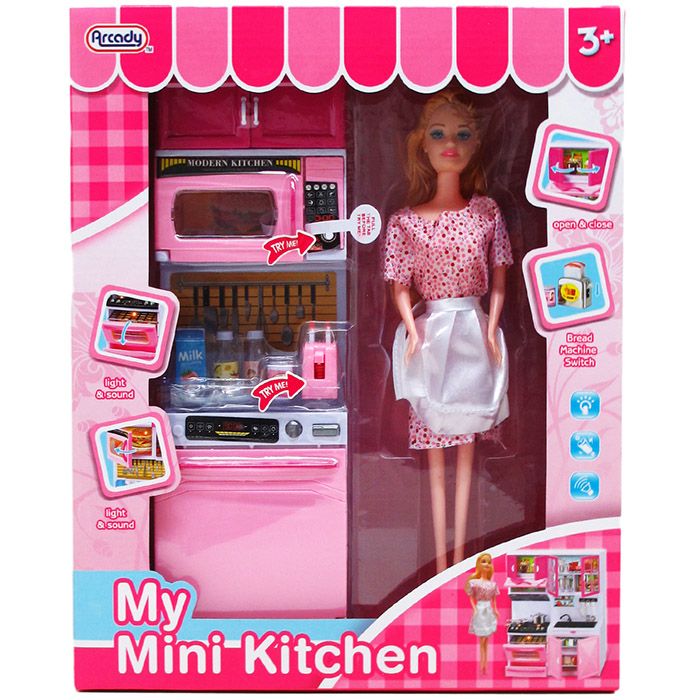 6 Pieces of 12.25" B/o Kitchen Microwave W/ 11" Doll