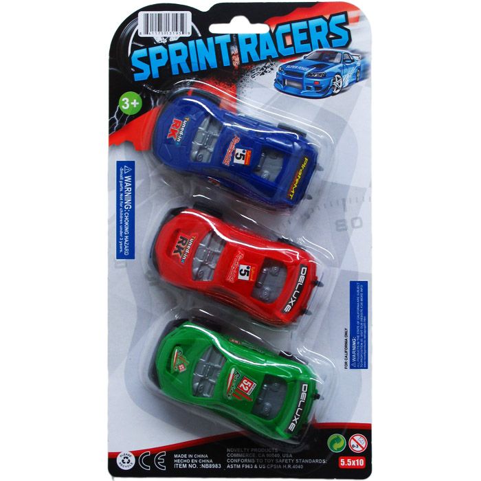 72 Wholesale 3pc 3.5" Sprint Racers