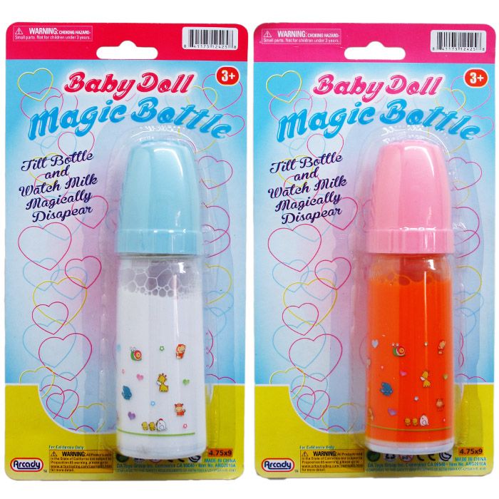 72 Pieces 6-Inch Magic Toy Baby Bottle On Blister Card, 2 Assrt - Girls Toy Sets
