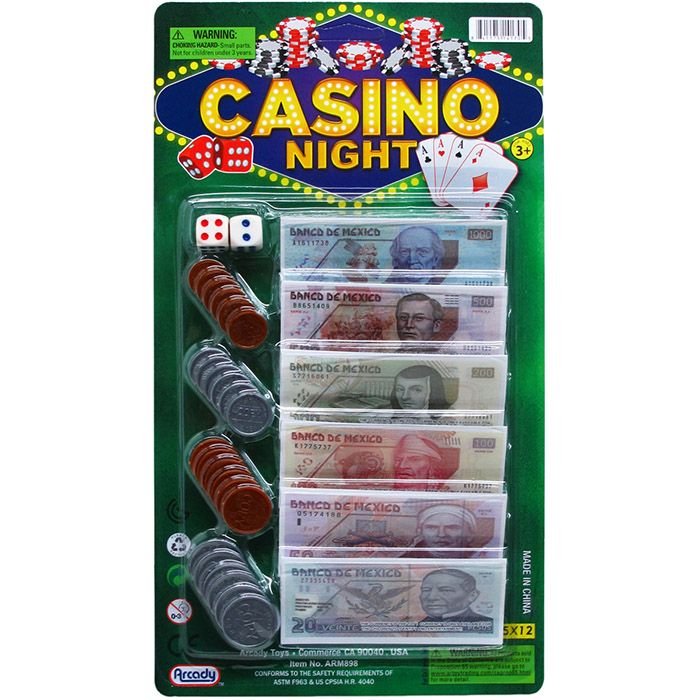 72 Pieces of 24 Assorted Mexican Bills Casino Night Money Set On Card