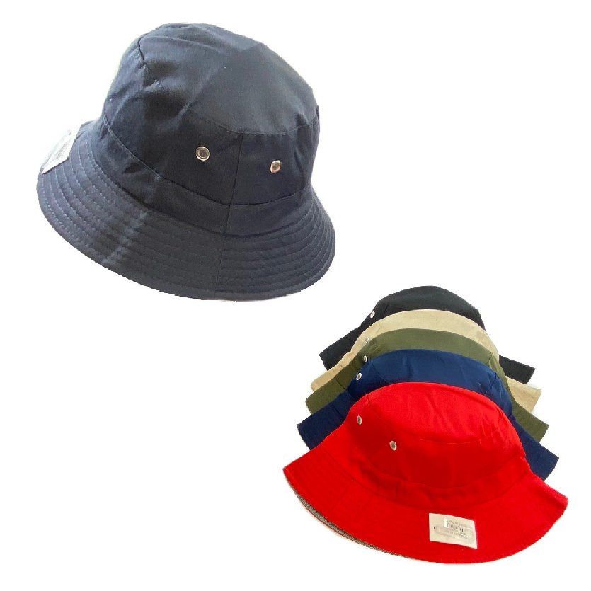 24 Pieces Bucket Hat Solid Colors Vent Eyelet Accent - Bucket Hats - at ...