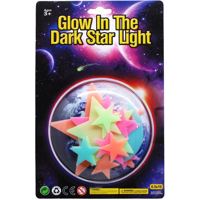72 Wholesale 15 Piece Glow In The Dark Stars On Blister Card