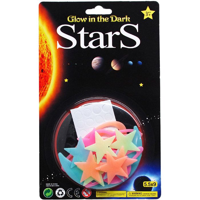 96 Pieces of 15pc Glow Planets, Stars, Comets On Card, 2 Assrt