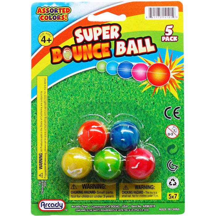 72 Wholesale 5pc 1" High Bouncing Balls On Blister Card