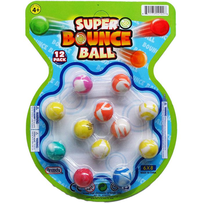 72 Pieces of 12 Piece 0.75" High Bouncing Balls On Blister Card
