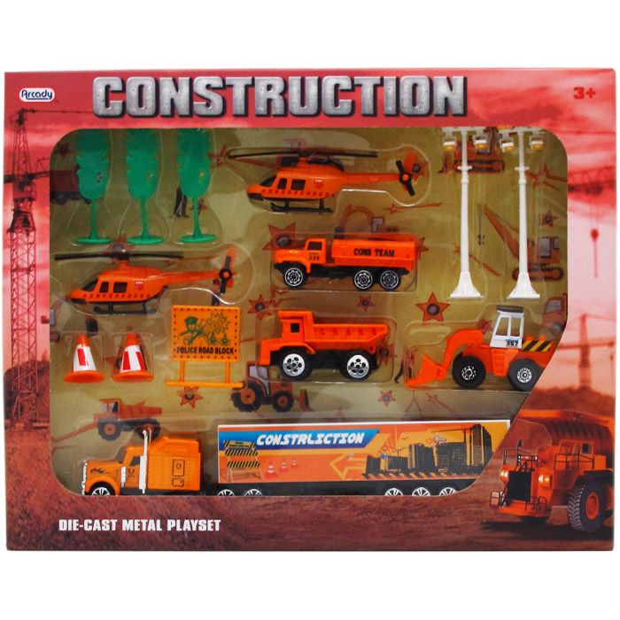 12 pieces of 14PC DIECAST CONSTRUCTION PLAY SET IN WINDOW BOX