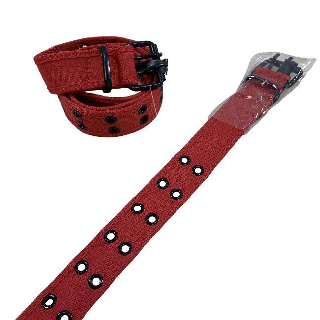 24 Wholesale Belt Canvas Belt With Holes All Sizes Red