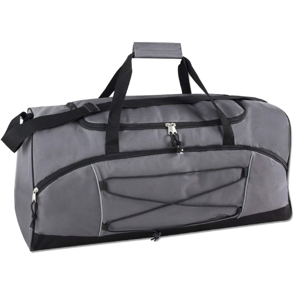 24 Wholesale 26 Inch Bungee Duffel Bag Navy Grey - at ...