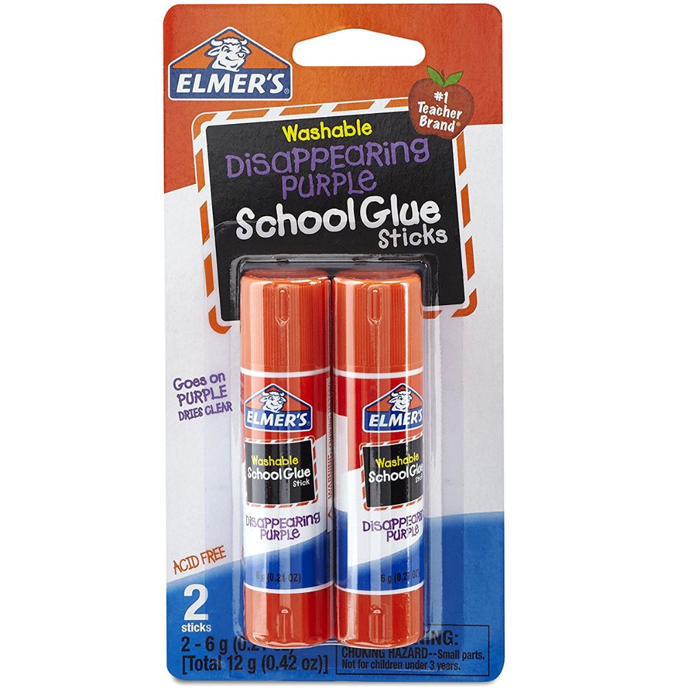 48 Wholesale Elmer's Purple School Glue Stick Washable 0.21 Oz Each, Dries Clear 2 Pack
