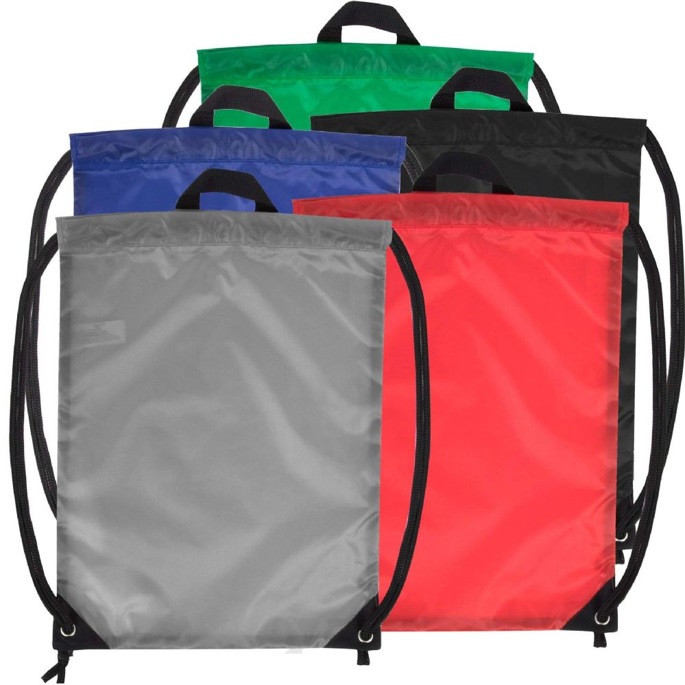48 Wholesale 18 Inch Basic Drawstring Bag - 5 Color Assortment