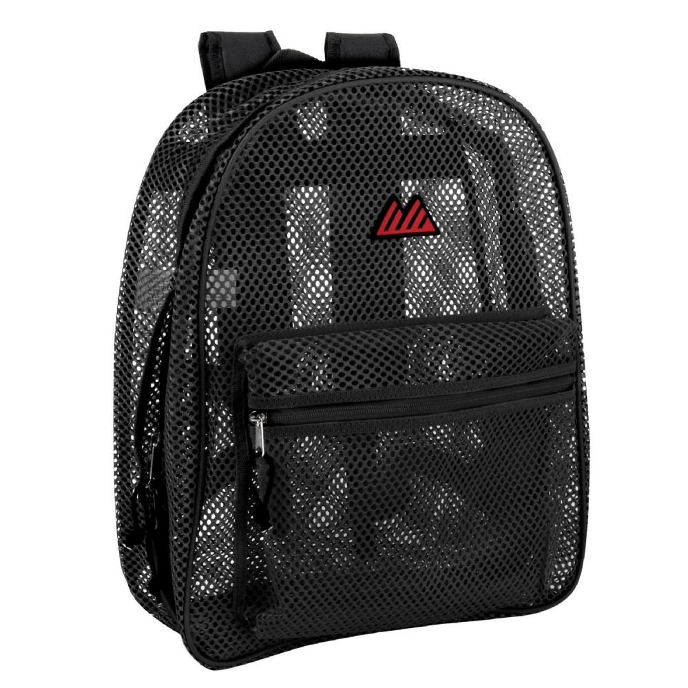 24 Wholesale Premium Quality Mesh 17 Inch BackpacK- Black