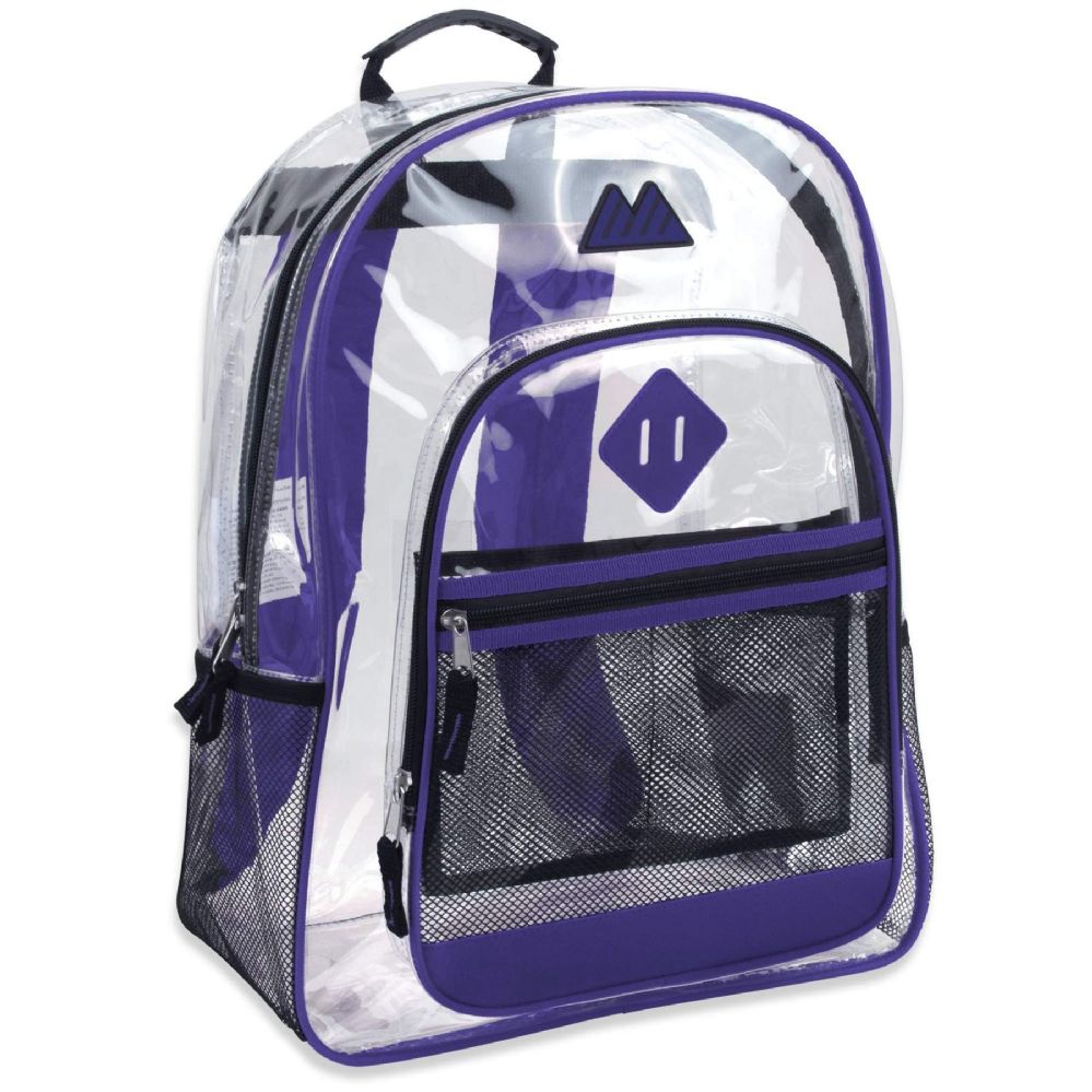 24 Wholesale 17 Inch Clear BackpacK- Purple
