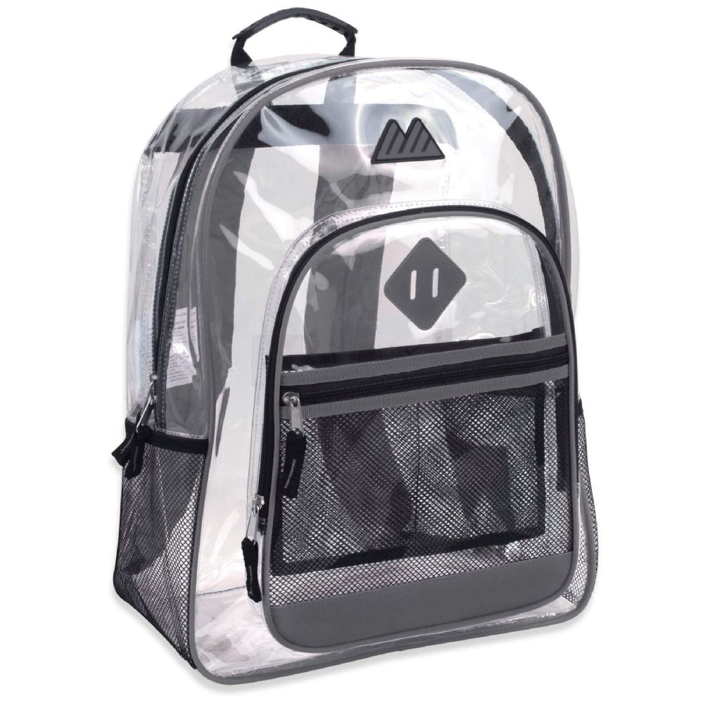 24 Wholesale 17 Inch Clear BackpacK- Grey