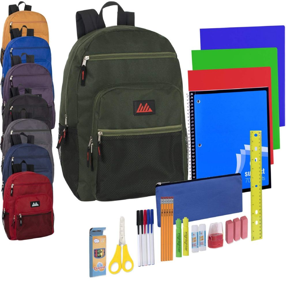 Colored School Backpacks Set Backpacks With School Supplies