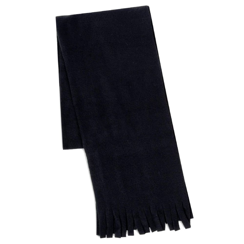 100 Pieces of Adult Fleece Scarves 60" X 8" With Fringe - Black