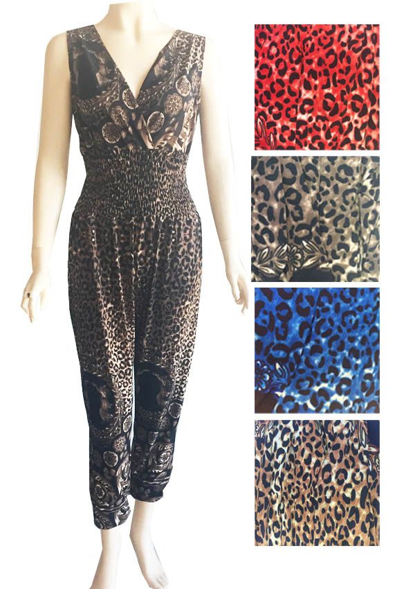 12 Pieces of Lady Leopard Print Romper Assorted Color And Size
