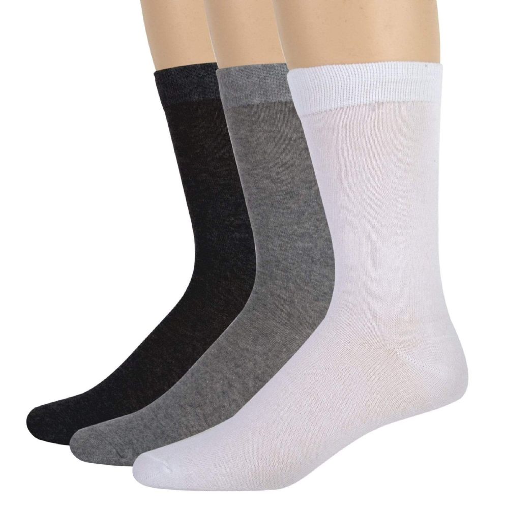 100 Pairs of Men's Cotton Crew SockS- Assorted 3 Color
