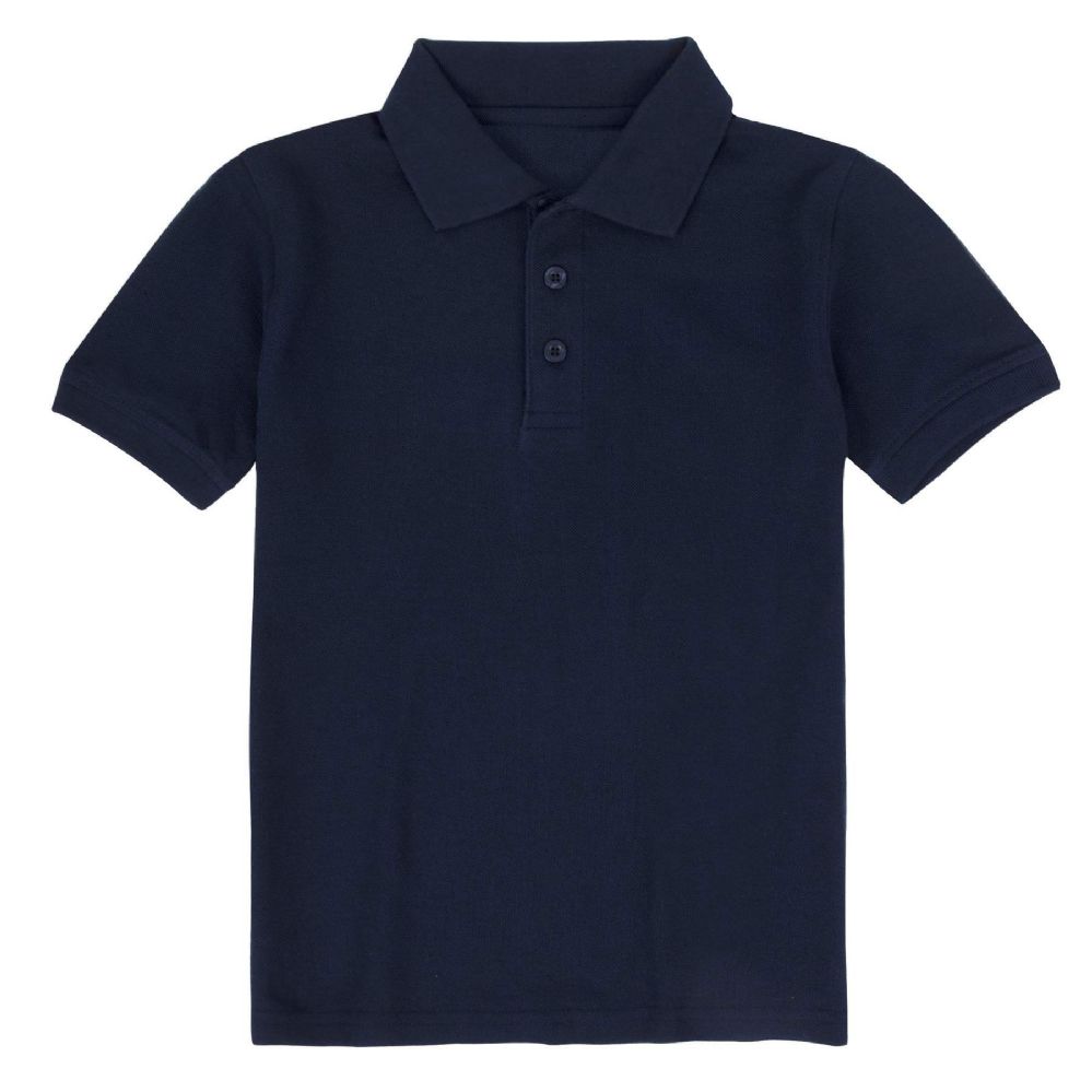 24 Wholesale Kid's Short Sleeve Polo - Navy -Size 14-16