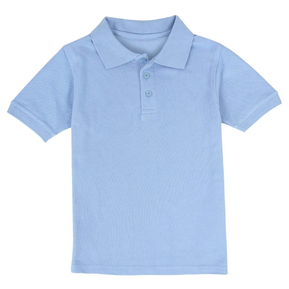 24 Wholesale Kid's Short Sleeve Polo - Light Blue Size 5-6