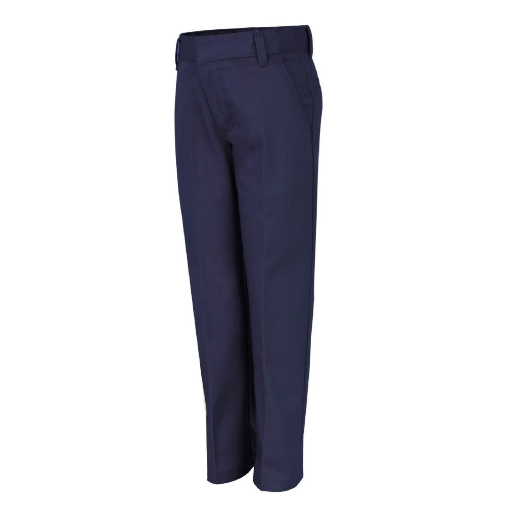24 Wholesale Kid's Flat Front Double Knee Pants - Navy -Size 5