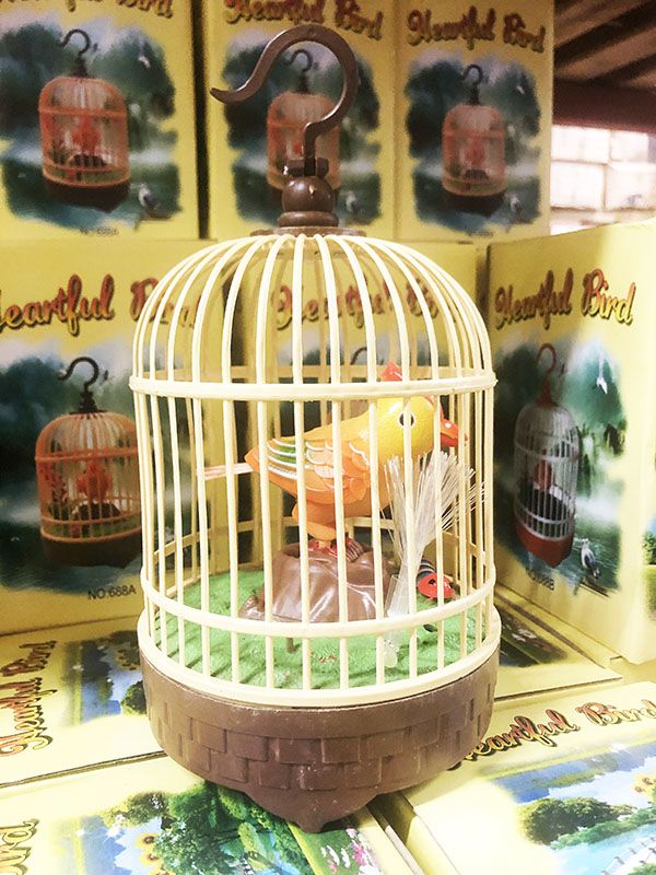 Beautiful Heartful Bird Toy in Cage Electronic Sound Lighting Acoustic Control 