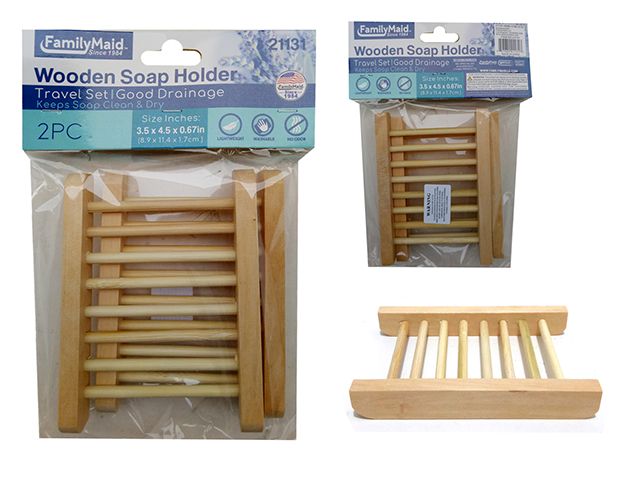 144 Pieces of 2pc Soap Holder Wooden
