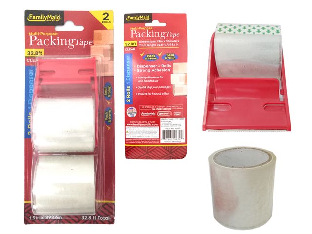 96 Pieces of 2pc Clear Packing Tape With Dispenser